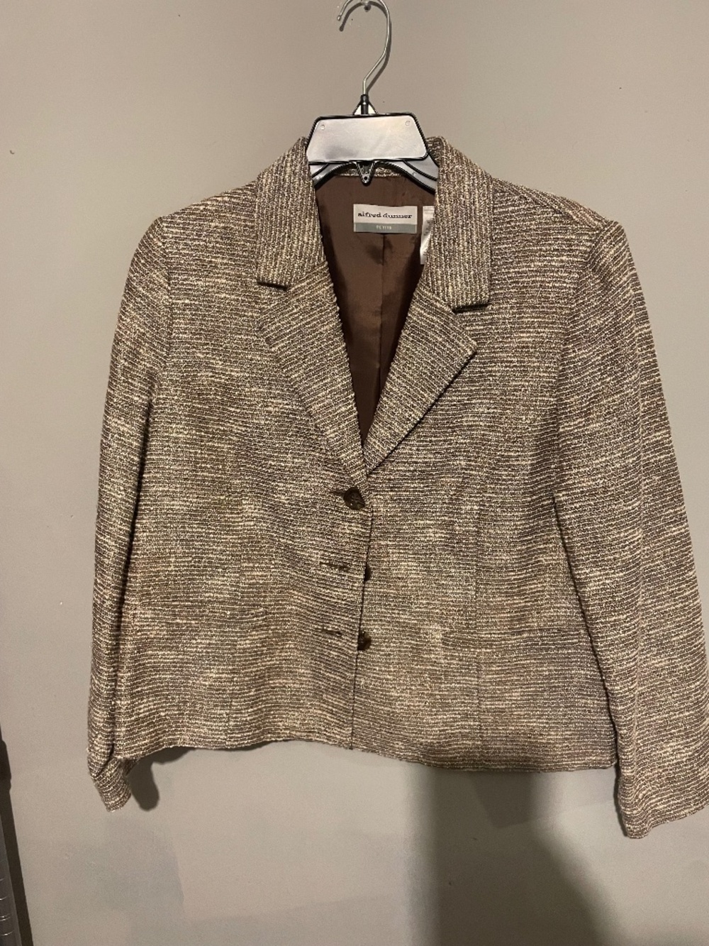 Alfred Dunner metallic brown button up jacket women’s size 8P